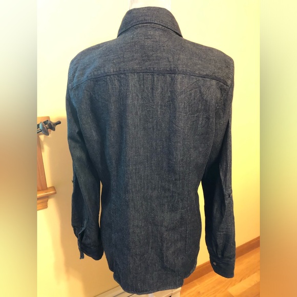 Talbots Size 10, dark blue jeans shirt, long sleeves. - Picture 2 of 11
